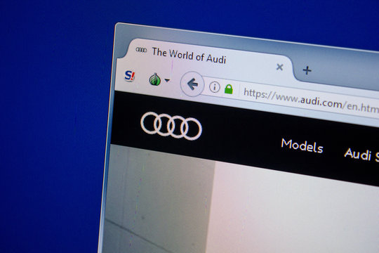 Ryazan, Russia - July 11, 2018: Audi.com website on the display of PC.