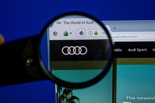 Ryazan, Russia - July 11, 2018: Audi.com website on the display of PC.