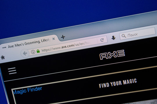 Ryazan, Russia - July 11, 2018: Axe.com website on the display of PC.