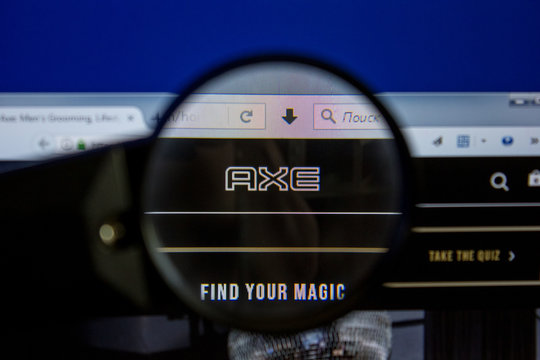 Ryazan, Russia - July 11, 2018: Axe.com website on the display of PC.