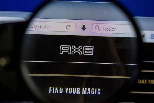 Ryazan, Russia - July 11, 2018: Axe.com website on the display of PC.