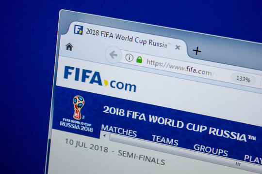 Ryazan, Russia - July 11, 2018: Fifa.com website on the display of PC.