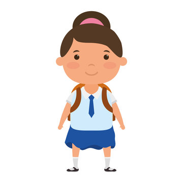 cute little student girl character