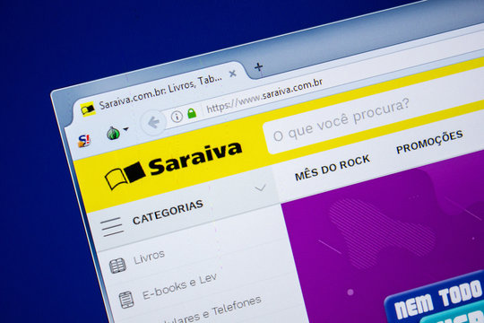 Ryazan, Russia - July 24, 2018: Homepage of Saraiva website on the display of PC. Url - Saraiva.com.br .