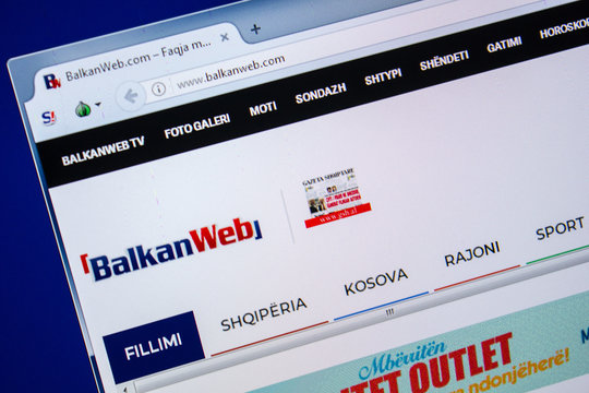 Ryazan, Russia - July 24, 2018: Homepage of BalkanWeb website on the display of PC. Url - BalkanWeb.com .