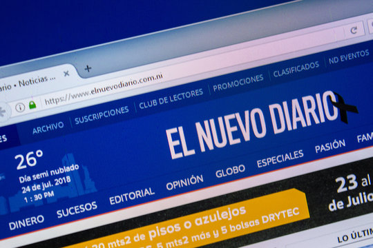 Ryazan, Russia - July 24, 2018: Homepage of ElNuevoDiario website on the display of PC. Url - ElNuevoDiario.com.ni .