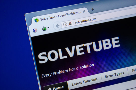 Ryazan, Russia - July 24, 2018: Homepage of SolvetTube website on the display of PC. Url - SolvetTube.com .