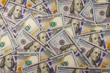 Background of american one hundred dollar bills