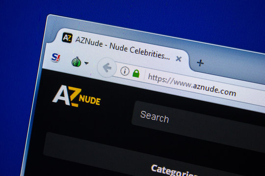 Ryazan, Russia - July 24, 2018: Homepage of Aznude website on the display of PC. Url - Aznude.com .