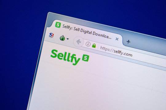 Ryazan, Russia - July 24, 2018: Homepage of Sellfy website on the display of PC. Url - Sellfy.com .