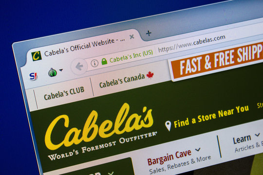 Ryazan, Russia - July 24, 2018: Homepage of Cabelas website on the display of PC. Url - Cabelas.com .