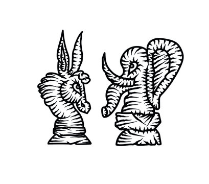 Elections in the USA. Chess Elephant and Chess Donkey. Vector illustration