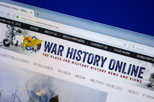 Ryazan, Russia - July 24, 2018: Homepage of WarHistoryOnline website on the display of PC. Url - WarHistoryOnline.com .