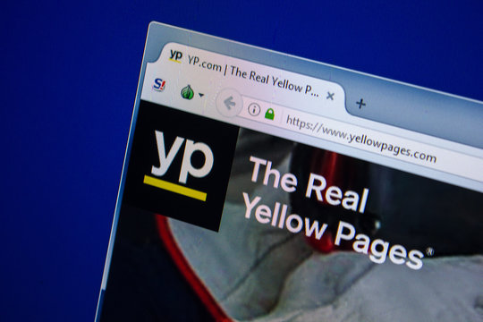 Ryazan, Russia - July 24, 2018: Homepage of YellowPages website on the display of PC. Url - YellowPages.com .