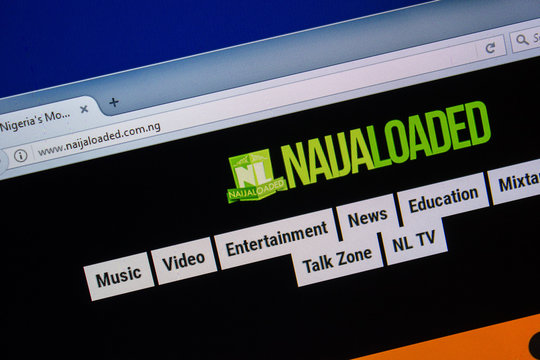 Ryazan, Russia - July 24, 2018: Homepage of NaijaLoaded website on the display of PC. Url - NaijaLoaded.com.ng .