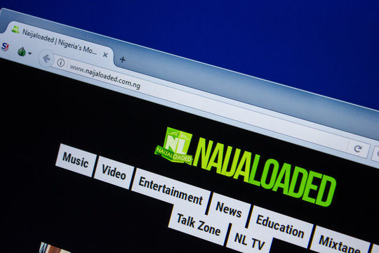 Ryazan, Russia - July 24, 2018: Homepage of NaijaLoaded website on the display of PC. Url - NaijaLoaded.com.ng .