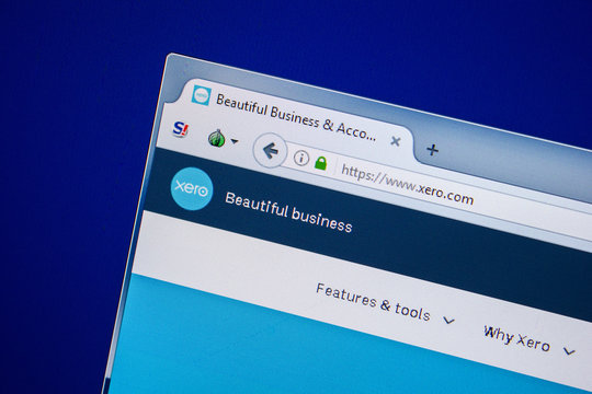 Ryazan, Russia - July 24, 2018: Homepage of Xero website on the display of PC. Url - Xero.com .