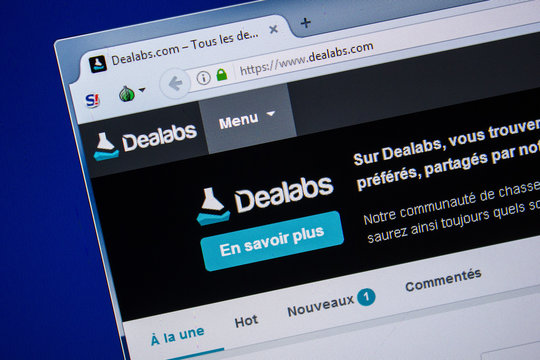 Ryazan, Russia - July 24, 2018: Homepage of Dealabs website on the display of PC. Url - Dealabs.com .