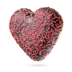 Valentine's Day Heart shape chocolate donut isolated on white background