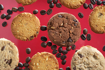 Various cookies and coffee