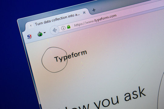 Ryazan, Russia - July 25, 2018: Homepage of TypeForm website on the display of PC. Url - TypeForm.com .