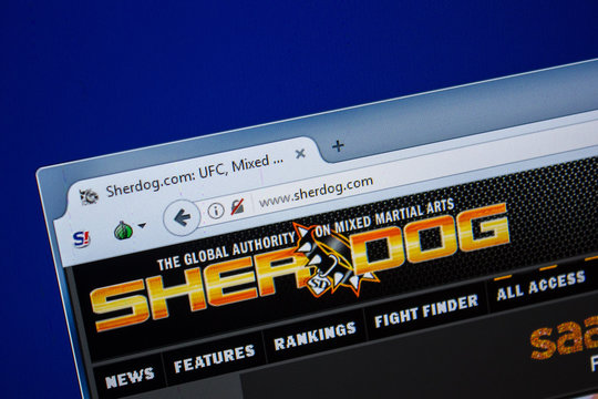 Ryazan, Russia - July 25, 2018: Homepage of SherDog website on the display of PC. Url - SherDog.com .