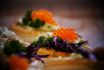 Colourful orange trout caviar