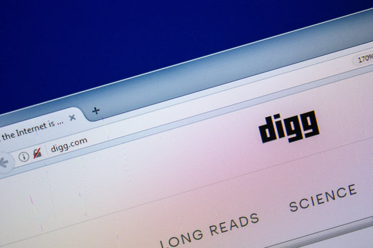 Ryazan, Russia - July 25, 2018: Homepage of Digg website on the display of PC. Url - Digg.com .