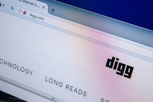 Ryazan, Russia - July 25, 2018: Homepage of Digg website on the display of PC. Url - Digg.com .