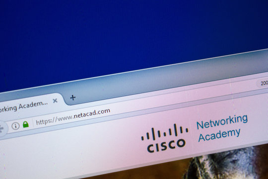 Ryazan, Russia - July 25, 2018: Homepage of NetAcad website on the display of PC. Url - NetAcad.com .