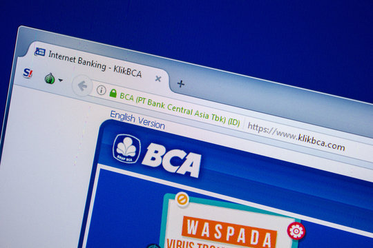 Ryazan, Russia - July 25, 2018: Homepage of KlikBCA website on the display of PC. Url - KlikBCA.com .