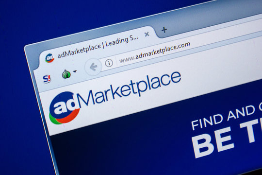 Ryazan, Russia - July 25, 2018: Homepage of AdMarketplace website on the display of PC. Url - AdMarketplace.com .