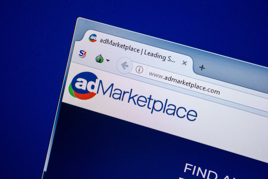 Ryazan, Russia - July 25, 2018: Homepage of AdMarketplace website on the display of PC. Url - AdMarketplace.com .