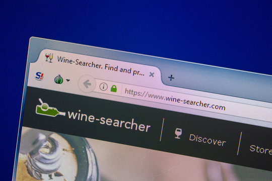 Ryazan, Russia - July 25, 2018: Homepage of Wine-Searcher website on the display of PC. Url - Wine-Searcher.com .