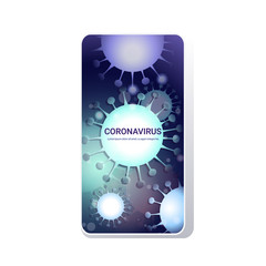Coronavirus cell danger public health risk disease epidemic MERS-CoV flu spreading floating influenza virus cells quarantine wuhan nCoV bacteria icon mobile app copy space vector illustration