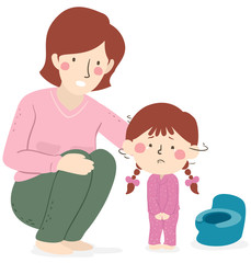 Kid Scared Of Getting Hurt In Potty Illustration