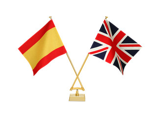 二つの国の卓上国旗