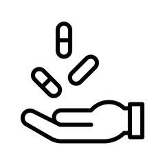 corona virus related medicine capsule or pills on hand vector in lineal style,