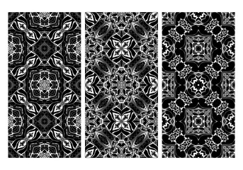 Black and white ornamental seamless patterns. Beautiful set. Elegant prints for fabric, wrapping paper.