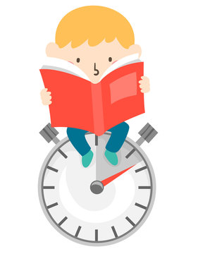 Kid Boy Speed Reading Book Illustration