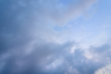 The nature of blue sky with dark cloudy in the morning.