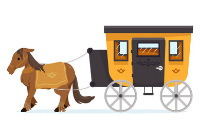 Horse Carriage Christmas Market Illustration