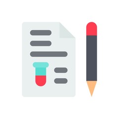 corona virus related file with pencil and pill vector vector in flat design,