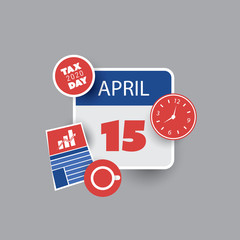 Tax Day Reminder Concept - Calendar Design Template - USA IRS Tax Deadline, Due Date for Federal Income Tax Returns: 15 April