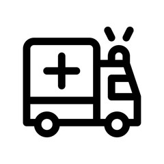 corona virus related ambulance with plus sign vector in lineal style,