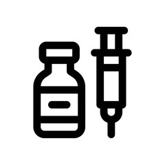 corona virus related syringe with bottle vector in lineal style,