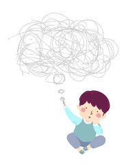 Kid Boy Scribble Thoughts Illustration
