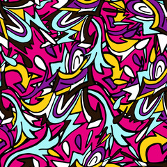 color abstract ethnic seamless pattern in graffiti style with elements of urban modern style
