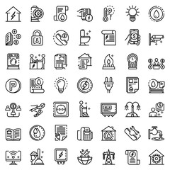 Utilities icons set. Outline set of utilities vector icons for web design isolated on white background