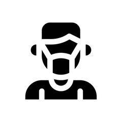 corona virus related patient with face mask vector in solid design,
